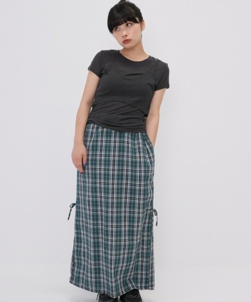 【最終値下げ】idem サイドドロストチェックスカート drawstring check pleats skirt – idem