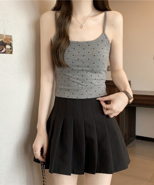 SHEENA（シーナ）の「【カップ付き】ドットバックオープンキャミソール（キャミソール・レディース・ホワイト/ブラック/グレー・M）」の4枚目の写真