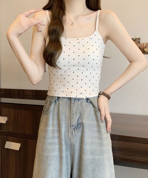 SHEENA（シーナ）の「【カップ付き】ドットバックオープンキャミソール（キャミソール・レディース・ホワイト/ブラック/グレー・M）」の12枚目の写真
