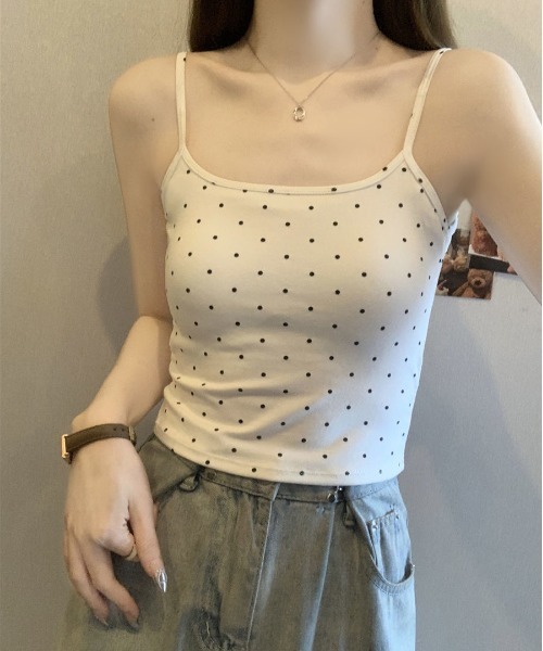 SHEENA（シーナ）の「【カップ付き】ドットバックオープンキャミソール（キャミソール・レディース・ホワイト/ブラック/グレー・M）」の15枚目の写真