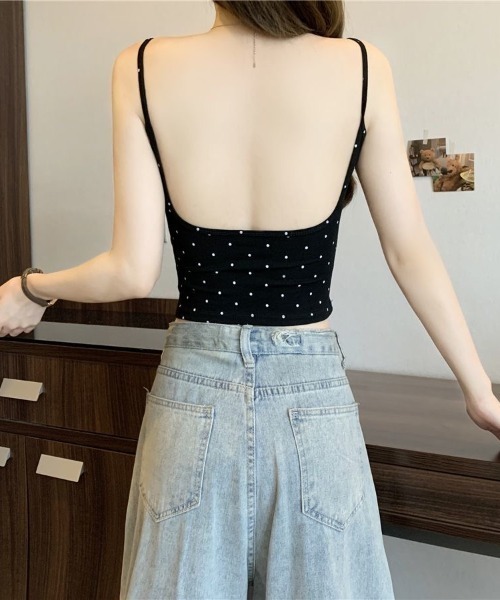 SHEENA（シーナ）の「【カップ付き】ドットバックオープンキャミソール（キャミソール・レディース・ホワイト/ブラック/グレー・M）」の16枚目の写真