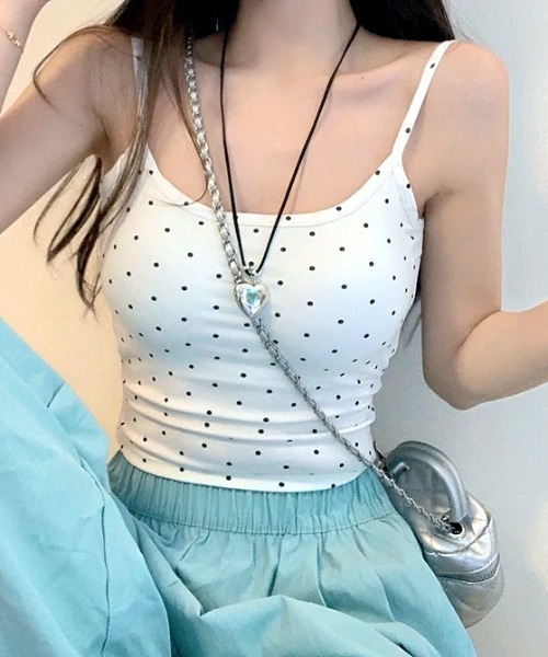 SHEENA（シーナ）の「【カップ付き】ドットバックオープンキャミソール（キャミソール・レディース・ホワイト/ブラック/グレー・M）」の18枚目の写真