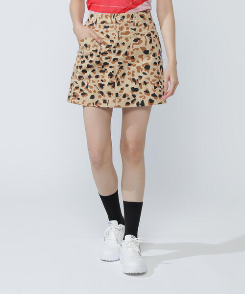 サイズ：1 PEARLY GATES パーリーゲイツ ウール混 スカート ヒョウ柄