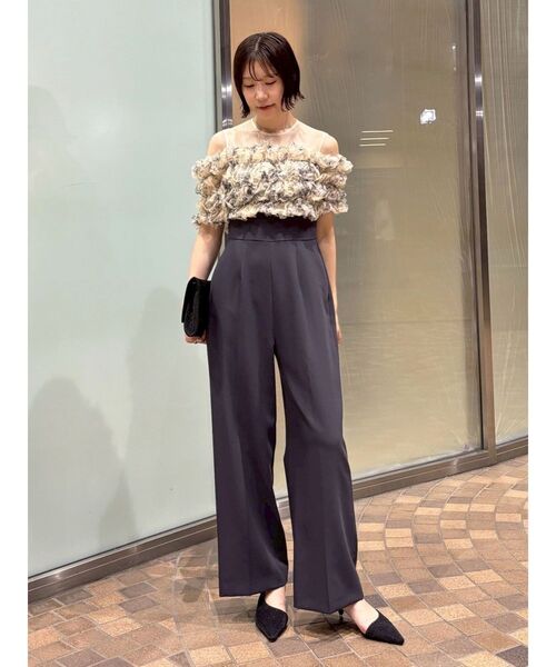 【LAGUNAMOON】LADYチュールオフショルパンツドレス LAGUNAMOON パンツドレス LADYチュールオフショルパンツドレス