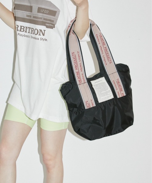 THEATRE PRODUCTS(シアタープロダクツ)の「マルチポケットMISSISSIPPI Msize/ジャガードテープ バッグ/内ポケット3つ付き/パソコン13インチ・500mlペットボトル収納可能(トートバッグ・レディース・ブラック/グレー/ベージュ・FREE)」の2枚目の写真