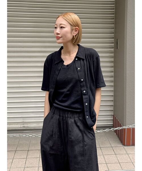 Ungrid(アングリッド)の「リネン混ハーフスリーブポロカーデ(カーディガン/ボレロ・レディース・グリーン系その他/オフホワイト/ブラック・FREE)」の15枚目の写真