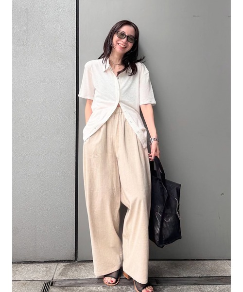 Ungrid(アングリッド)の「リネン混ハーフスリーブポロカーデ(カーディガン/ボレロ・レディース・グリーン系その他/オフホワイト/ブラック・FREE)」の16枚目の写真