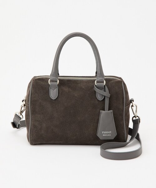 【新品】russet ラシット＊スエード 2wayミニボストンバッグ　グレー 新品】russet ラシット＊スエード 2wayミニボストンバッグ