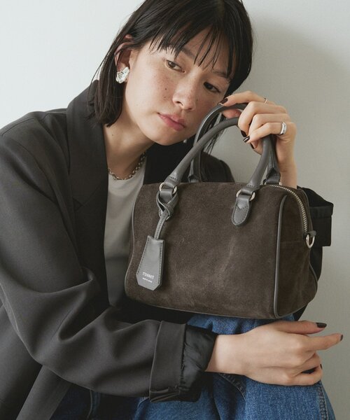 【新品】russet ラシット＊スエード 2wayミニボストンバッグ　グレー WEB限定 スエード2WAYミニボストンバッグ（ボストンバッグ