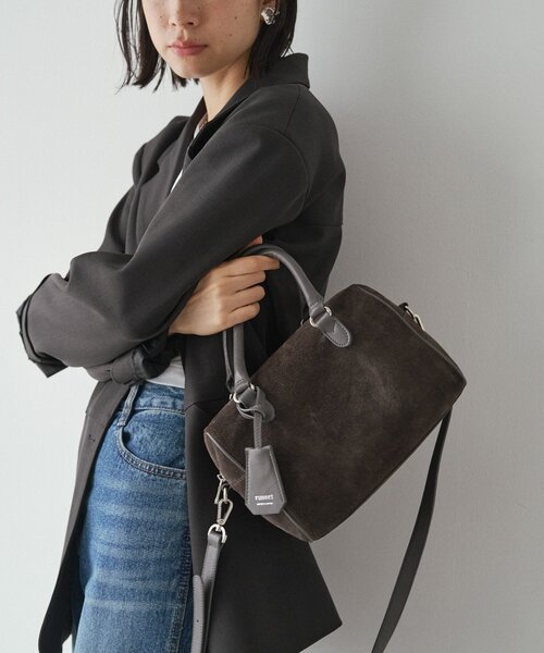【新品】russet ラシット＊スエード 2wayミニボストンバッグ　グレー 新品】russet ラシット＊スエード 2wayミニボストンバッグ グレー