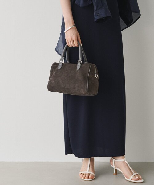 【新品】russet ラシット＊スエード 2wayミニボストンバッグ　グレー WEB限定 スエード2WAYミニボストンバッグ（ボストンバッグ