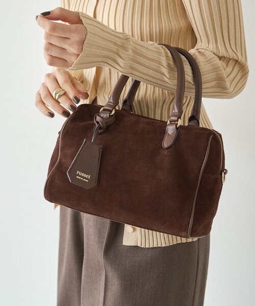 【新品】russet ラシット＊スエード 2wayミニボストンバッグ　グレー WEB限定 スエード2WAYミニボストンバッグ（ボストンバッグ