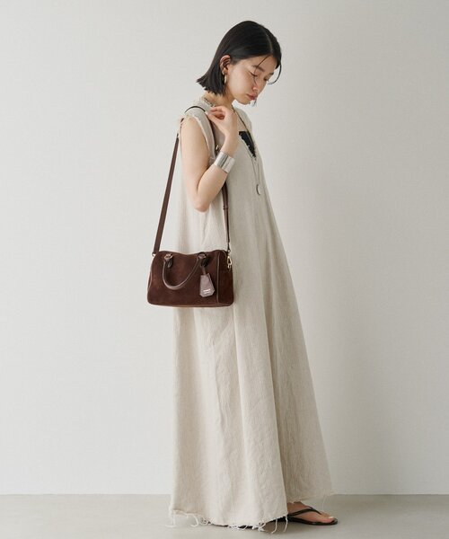 【新品】russet ラシット＊スエード 2wayミニボストンバッグ　グレー WEB限定 スエード2WAYミニボストンバッグ（ボストンバッグ