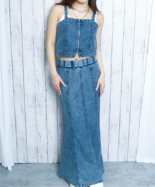 GORGE（ゴージ）の「《ZIP映え×デニムビスチェ》レディース ショート丈トップス フロントジップ 春夏秋（その他トップス・レディース・ブルー/サックスブルー/ブラック・F）」の5枚目の写真