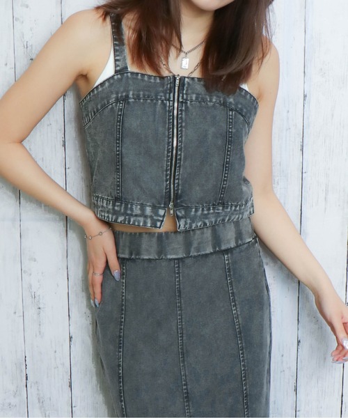 GORGE（ゴージ）の「《ZIP映え×デニムビスチェ》レディース ショート丈トップス フロントジップ 春夏秋（その他トップス・レディース・ブルー/サックスブルー/ブラック・F）」の19枚目の写真