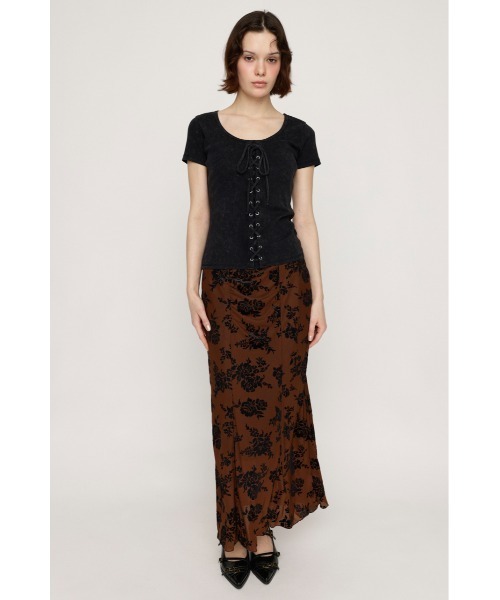 セール】LACE UP RIB TOPS レースアップ リブ トップス 半袖