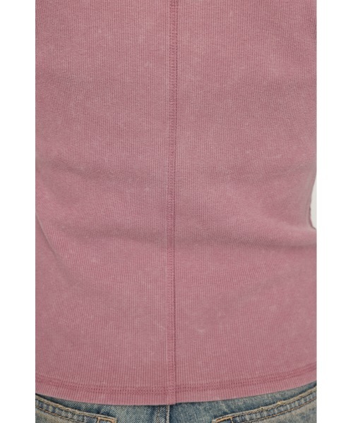 SLY（スライ）の「LACE UP RIB TOPS レースアップ リブ トップス 半袖 夏服（Tシャツ/カットソー・レディース・ブラウン/ピンク/ブラック・FREE）」の5枚目の写真