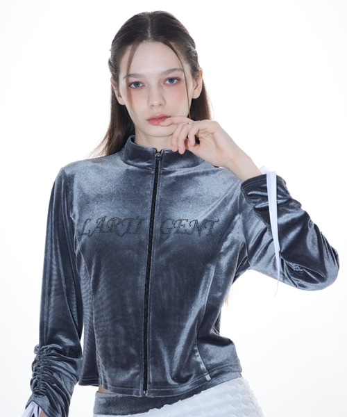 LARTIGENT(ラーティゼン)の「L14 VELVET ZIP-UP(パーカー・レディース・チャコール/ブラック・FREE)」の2枚目の写真