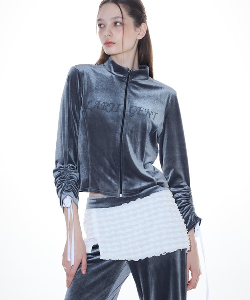 LARTIGENT(ラーティゼン)の「L14 VELVET ZIP-UP(パーカー・レディース・チャコール/ブラック・FREE)」の5枚目の写真