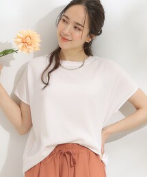 SHOO・LA・RUE | 【S-LL】ブラウス見えする 軽やかな着心地の しぼしぼトップス(Tシャツ/カットソー)