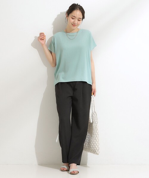 SHOO・LA・RUE（シューラルー）の「【S-LL】ブラウス見えする 軽やかな着心地の しぼしぼトップス（Tシャツ/カットソー・レディース・マスタード/ブラウン系その他/アイボリー/ライトブルー/ブラック・04/03/02/01）」の20枚目の写真