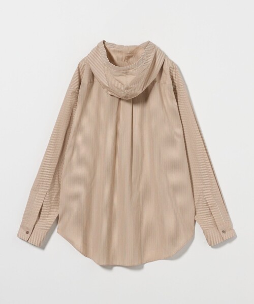 6（ロク）の「＜6(ROKU)＞コットン ストライプ フーディー シャツ（シャツ/ブラウス・レディース・ベージュ・FREE）」の7枚目の写真