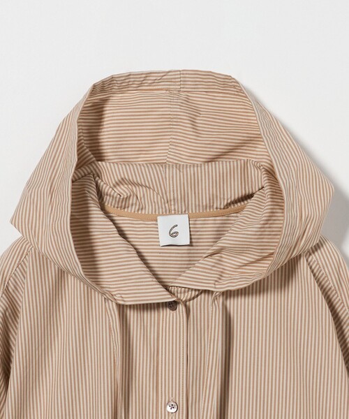 6（ロク）の「＜6(ROKU)＞コットン ストライプ フーディー シャツ（シャツ/ブラウス・レディース・ベージュ・FREE）」の8枚目の写真