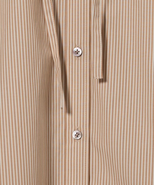 6（ロク）の「＜6(ROKU)＞コットン ストライプ フーディー シャツ（シャツ/ブラウス・レディース・ベージュ・FREE）」の11枚目の写真