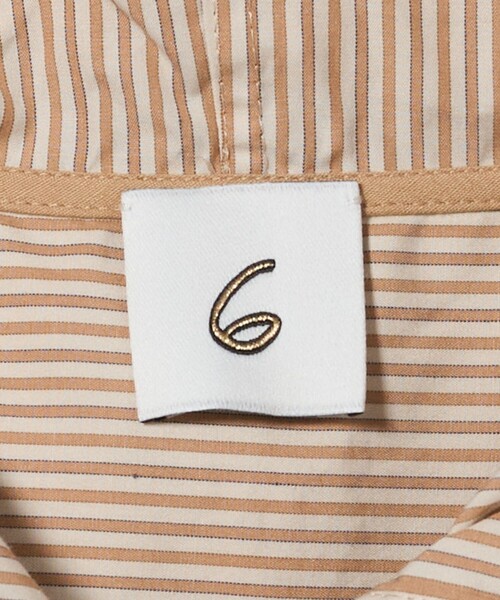 6（ロク）の「＜6(ROKU)＞コットン ストライプ フーディー シャツ（シャツ/ブラウス・レディース・ベージュ・FREE）」の12枚目の写真