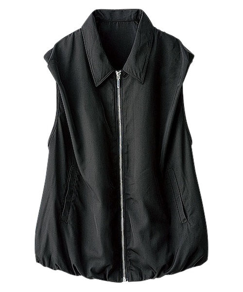 BELLUNA PLUS(ベルーナ)の「パフスリーブジップアップベスト(ベスト・レディース・ブラック/ベージュ・MEDIUM/LARGE/X-LARGE)」の3枚目の写真