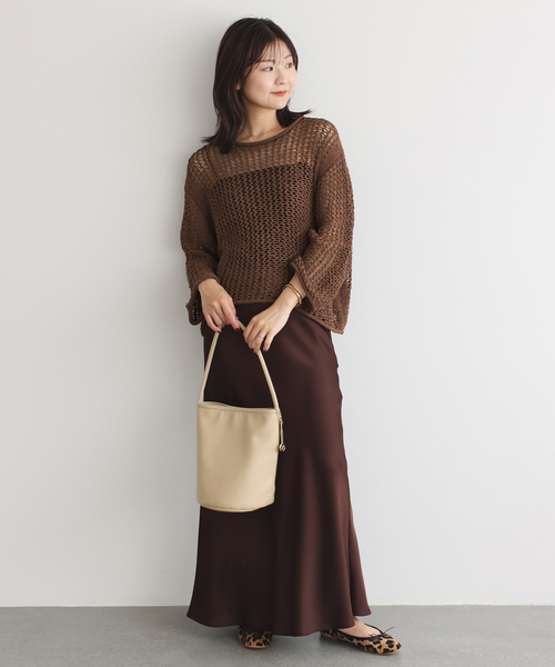 LOGAN knitting mills(ローガンニッティングミルズ)の「LOGAN/ローガン SLOBE別注 メッシュプルオーバー(ニット/セーター・レディース・ブラウン/アイボリー/スカイブルー・FREE)」の12枚目の写真