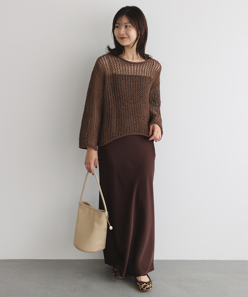 LOGAN knitting mills(ローガンニッティングミルズ)の「LOGAN/ローガン SLOBE別注 メッシュプルオーバー(ニット/セーター・レディース・ブラウン/アイボリー/スカイブルー・FREE)」の13枚目の写真