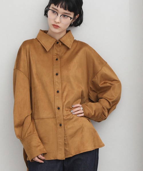 NOGLE(ノグル)の「【NOGLE/ノグル】スエードオーバーシャツ(シャツ/ブラウス・レディース・アイボリー/ブラウン/ブルー・FREE)」の1枚目の写真