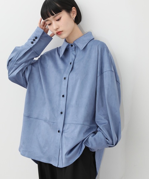 NOGLE(ノグル)の「【NOGLE/ノグル】スエードオーバーシャツ(シャツ/ブラウス・レディース・アイボリー/ブラウン/ブルー・FREE)」の3枚目の写真