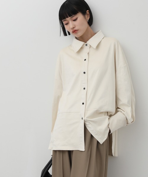 NOGLE(ノグル)の「【NOGLE/ノグル】スエードオーバーシャツ(シャツ/ブラウス・レディース・アイボリー/ブラウン/ブルー・FREE)」の2枚目の写真