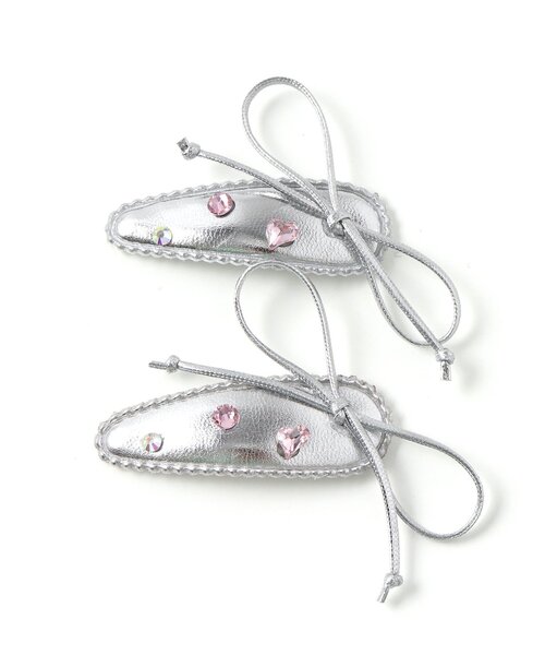 algy(アルジー)の「ビジューリボンヘアピン2P(ヘアピン・キッズ・シルバー・FREE)」の1枚目の写真