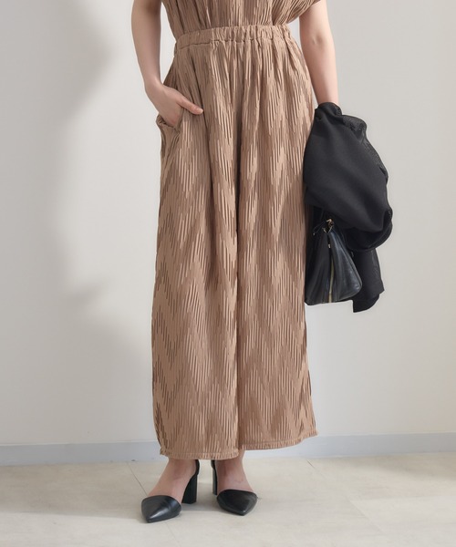 変形プリーツワイドパンツ