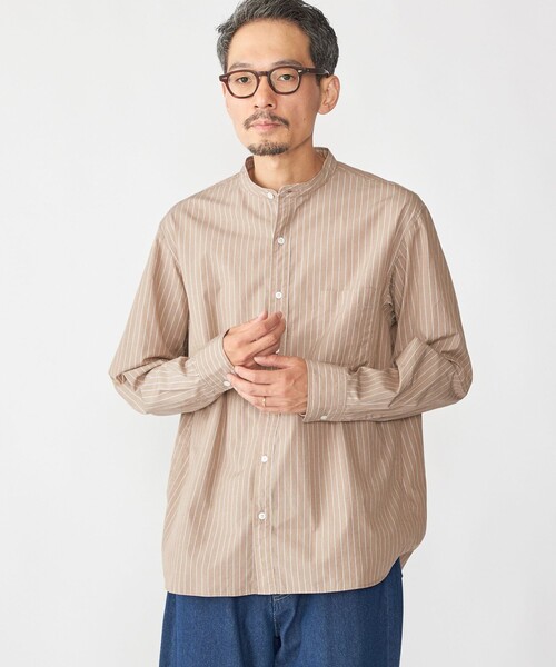 SHIPS（シップス）の「SHIPS: 100S バンドカラー ストライプ シャツ（シャツ/ブラウス・メンズ・ライトグリーン/ブラウン/オフホワイト/ブルー系・SMALL/X-LARGE/LARGE/MEDIUM）」の3枚目の写真