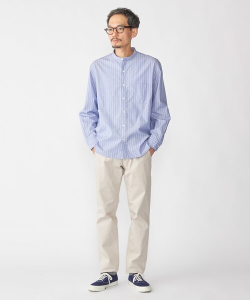 SHIPS（シップス）の「SHIPS: 100S バンドカラー ストライプ シャツ（シャツ/ブラウス・メンズ・ライトグリーン/ブラウン/オフホワイト/ブルー系・SMALL/X-LARGE/LARGE/MEDIUM）」の7枚目の写真