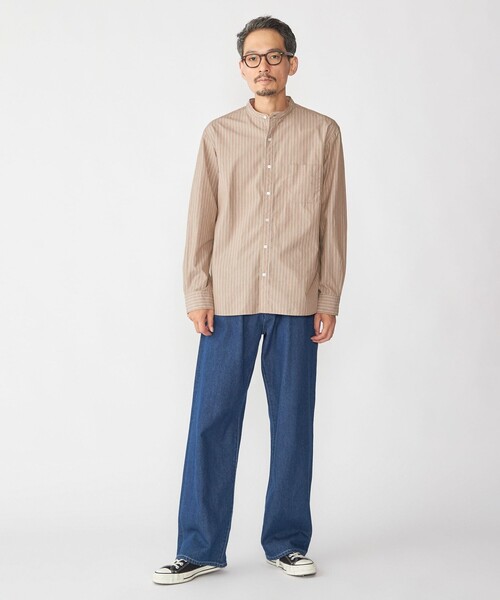 SHIPS（シップス）の「SHIPS: 100S バンドカラー ストライプ シャツ（シャツ/ブラウス・メンズ・ライトグリーン/ブラウン/オフホワイト/ブルー系・SMALL/X-LARGE/LARGE/MEDIUM）」の8枚目の写真