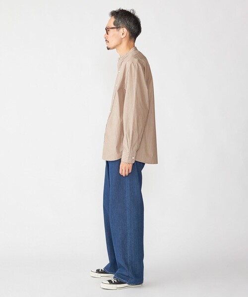 SHIPS（シップス）の「SHIPS: 100S バンドカラー ストライプ シャツ（シャツ/ブラウス・メンズ・ライトグリーン/ブラウン/オフホワイト/ブルー系・SMALL/X-LARGE/LARGE/MEDIUM）」の9枚目の写真