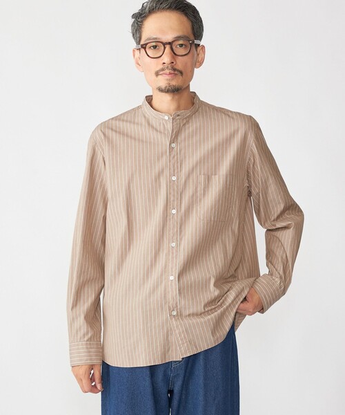 SHIPS（シップス）の「SHIPS: 100S バンドカラー ストライプ シャツ（シャツ/ブラウス・メンズ・ライトグリーン/ブラウン/オフホワイト/ブルー系・SMALL/X-LARGE/LARGE/MEDIUM）」の12枚目の写真