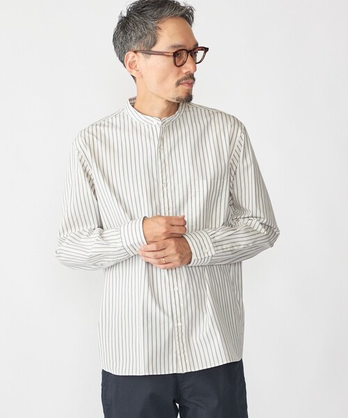 SHIPS（シップス）の「SHIPS: 100S バンドカラー ストライプ シャツ（シャツ/ブラウス・メンズ・ライトグリーン/ブラウン/オフホワイト/ブルー系・SMALL/X-LARGE/LARGE/MEDIUM）」の16枚目の写真