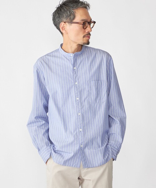 SHIPS（シップス）の「SHIPS: 100S バンドカラー ストライプ シャツ（シャツ/ブラウス・メンズ・ライトグリーン/ブラウン/オフホワイト/ブルー系・SMALL/X-LARGE/LARGE/MEDIUM）」の18枚目の写真