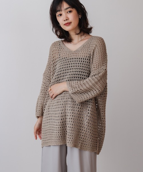 Bou Jeloud(ブージュルード)の「Vネックメッシュニット(Tシャツ/カットソー・レディース・ブラック/グレー/ブラウン・FREE)」の16枚目の写真