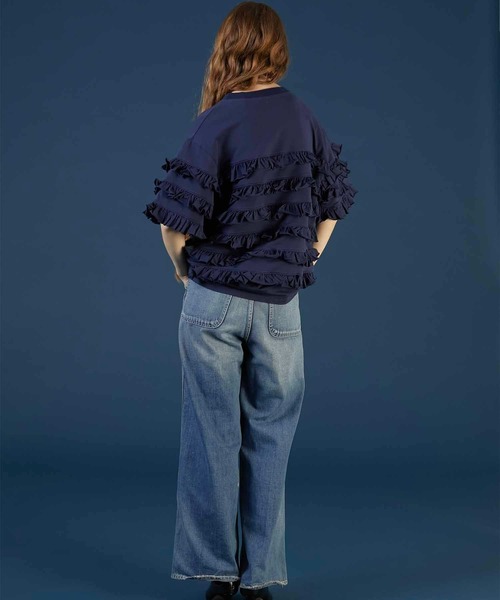 crinkle crinkle crinkle（クリンクルクリンクルクリンクル）の「【crinkle crinkle crinkle】frill cutsew/フリルカットソー（Tシャツ/カットソー・レディース・ベージュ/ネイビー・FREE）」の13枚目の写真