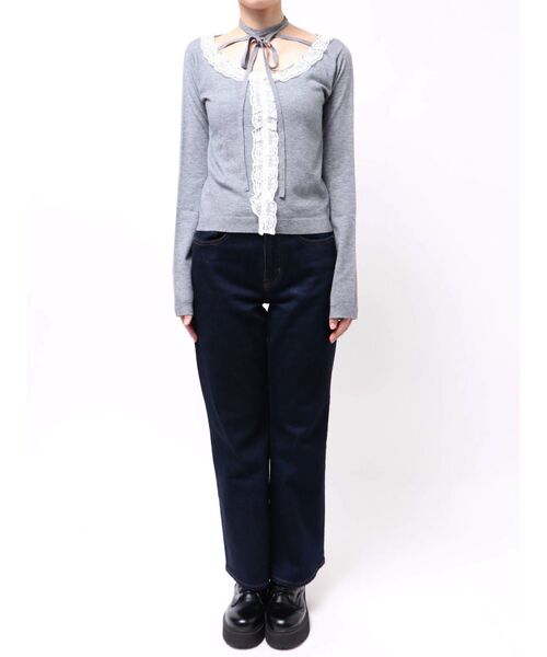 jouetie（ジュエティ）の「レースドッキングニット 2026年春　新色追加（ニット/セーター・レディース・ブラック/グレー/レッド/ブルー/アイボリー/インディゴブルー/グリーン・MEDIUM）」の20枚目の写真