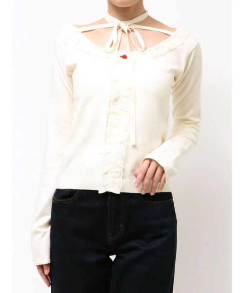 jouetie（ジュエティ）の「レースドッキングニット 2026年春　新色追加（ニット/セーター・レディース・ブラック/グレー/レッド/ブルー/アイボリー/インディゴブルー/グリーン・MEDIUM）」の14枚目の写真