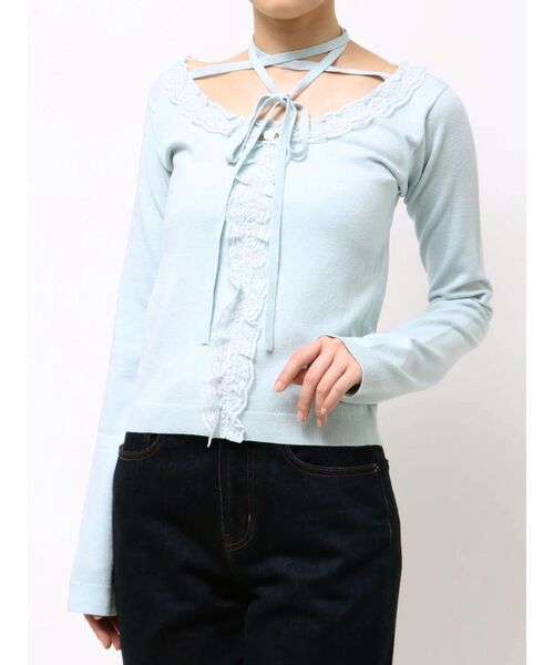 jouetie（ジュエティ）の「レースドッキングニット 2026年春　新色追加（ニット/セーター・レディース・ブラック/グレー/レッド/ブルー/アイボリー/インディゴブルー/グリーン・MEDIUM）」の11枚目の写真