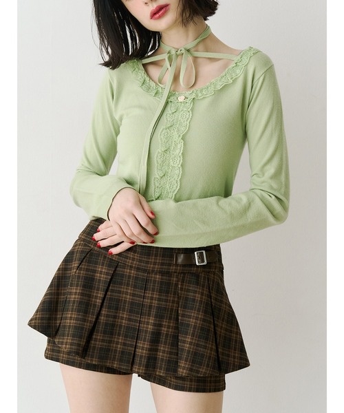 jouetie（ジュエティ）の「レースドッキングニット 2026年春　新色追加（ニット/セーター・レディース・ブラック/グレー/レッド/ブルー/アイボリー/インディゴブルー/グリーン・MEDIUM）」の4枚目の写真